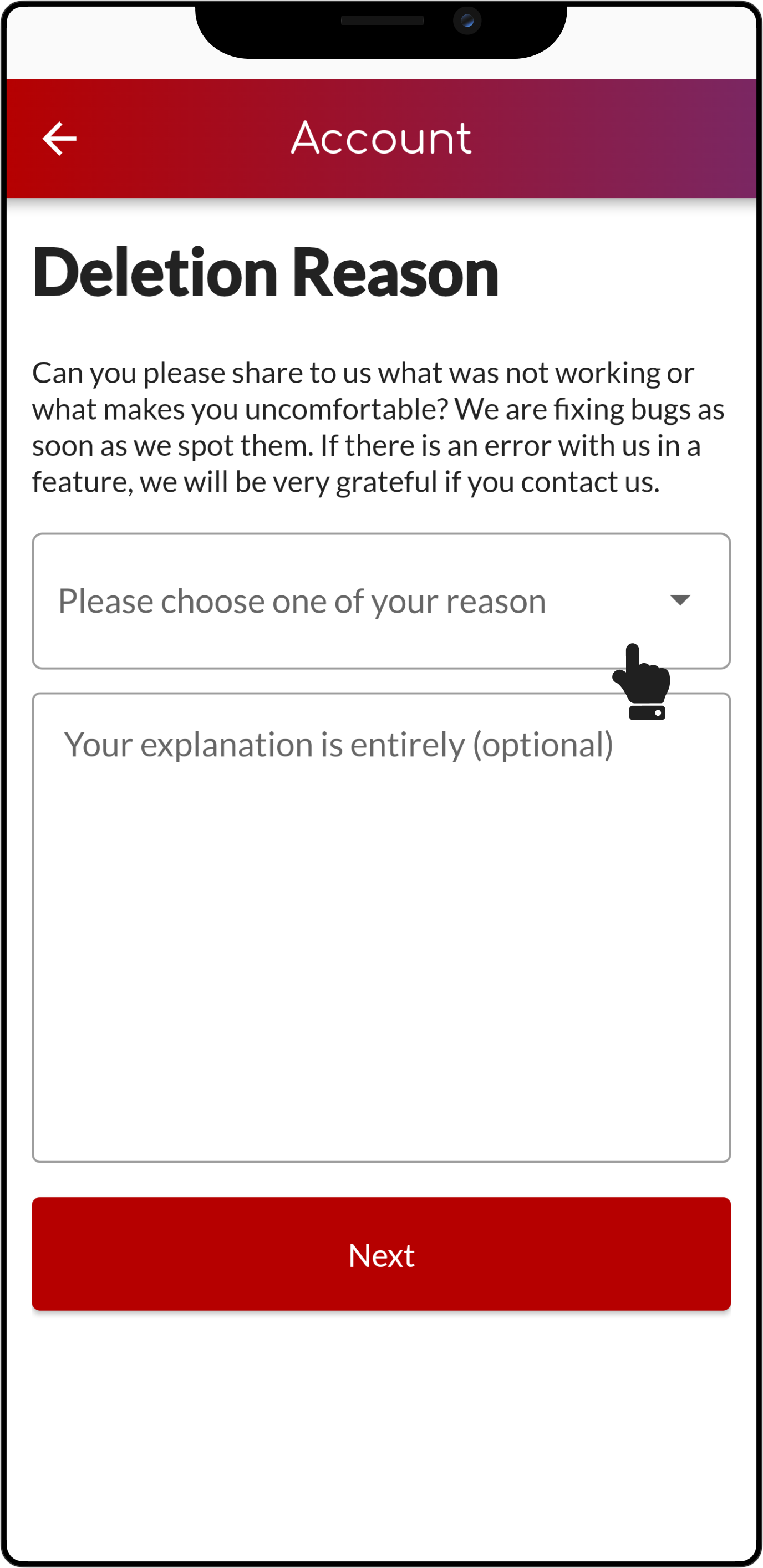 Select option of several reason
